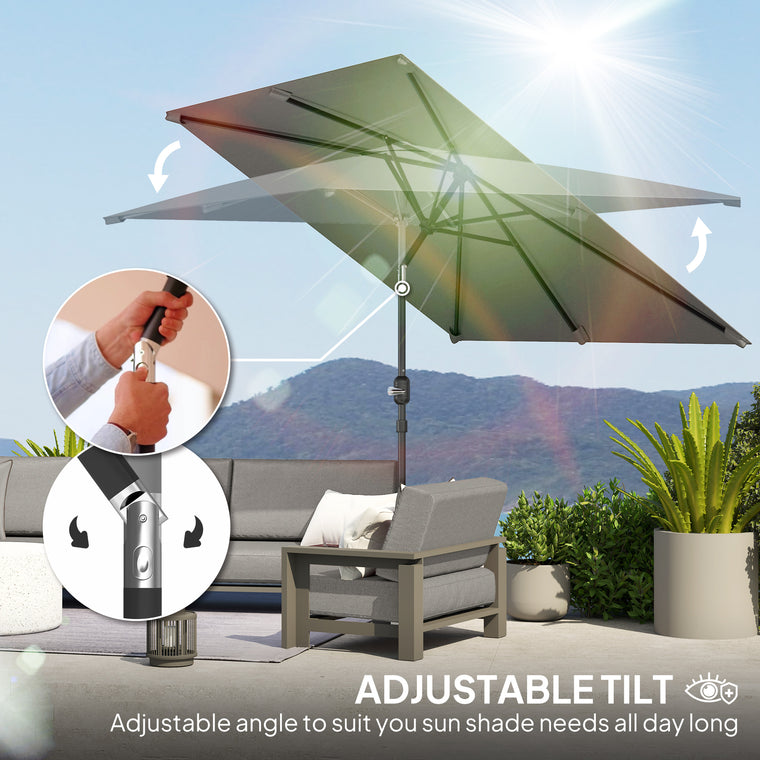 6.5' x 9.6' Light Grey Aluminum Rectangle Patio Umbrella