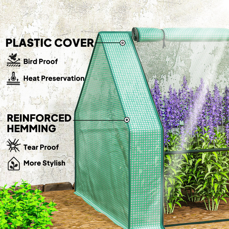 Green Portable Mini Tunnel Greenhouse with Zippered Doors