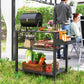 3-Tier Outdoor Grill Dining Cart with Storage Rack, Pizza Oven Stand with Side Handle, 4 Wheels for Backyard Party