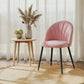 Modern Dining Chairs Set of 4, Upholstered Dining Room Chairs with Metal Legs, Shell Backrest, Padded Seat, Pink
