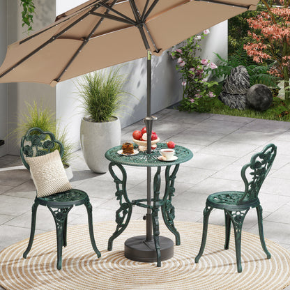 3 Pieces Patio Bistro Table and Chairs Antique Green