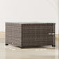 24.4" Patio Wicker Coffee Table, PE Rattan Outdoor Side Table with Tempered Glass Top, Black