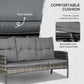 6-Piece Outdoor Patio Furniture Set with Chairs, Ottomans, Sofa, Glass Top Coffee Table and Cushions, Wicker Rattan Conversation Set for Backyard and Porch, Grey