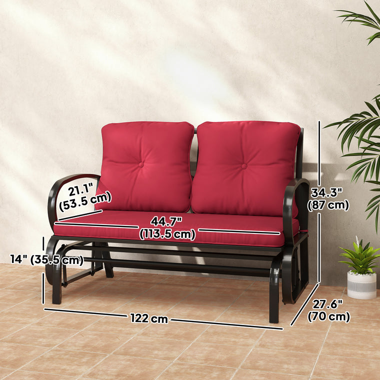 Red 2-Person Glider Loveseat with Steel Frame