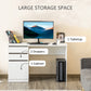 Modern Computer Desk, Home Office Desk for Study, Writing Workstation with Storage Drawer and Cabinet for Living Room, White