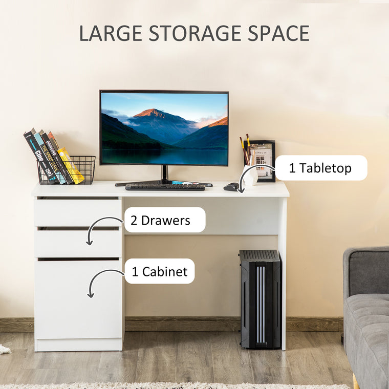 Computer Desk with Storage Drawer and Cabinet - White