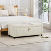 Storage Ottoman, Upholstered Corduroy End of Bed Bench with Thick Padding, Storage Bench for Bedroom, Beige