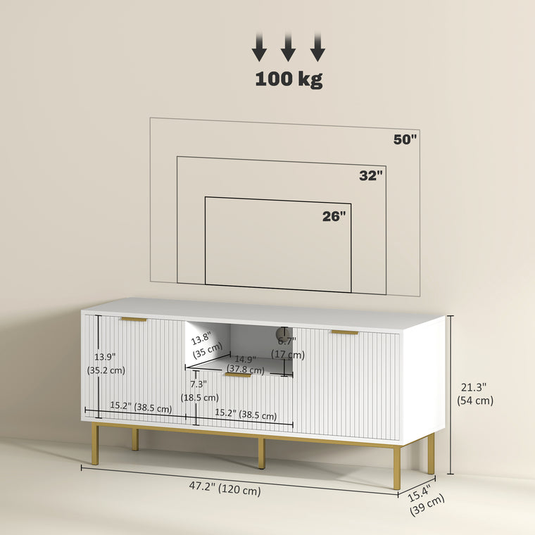 TV Console with RGB LED Lights and Soft-Close Doors