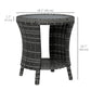 18" Wicker Outdoor Coffee Table, PE Rattan Patio Side Table with 2-Tier Storage, Composite Wood Top, Grey