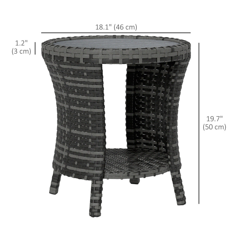 18" Wicker Coffee Table with 2-Tier Storage
