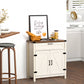Farmhouse Kitchen Storage Cabinet, Sideboard Buffet Cabinet with 2 Rustic Barn Doors and Drawer, White
