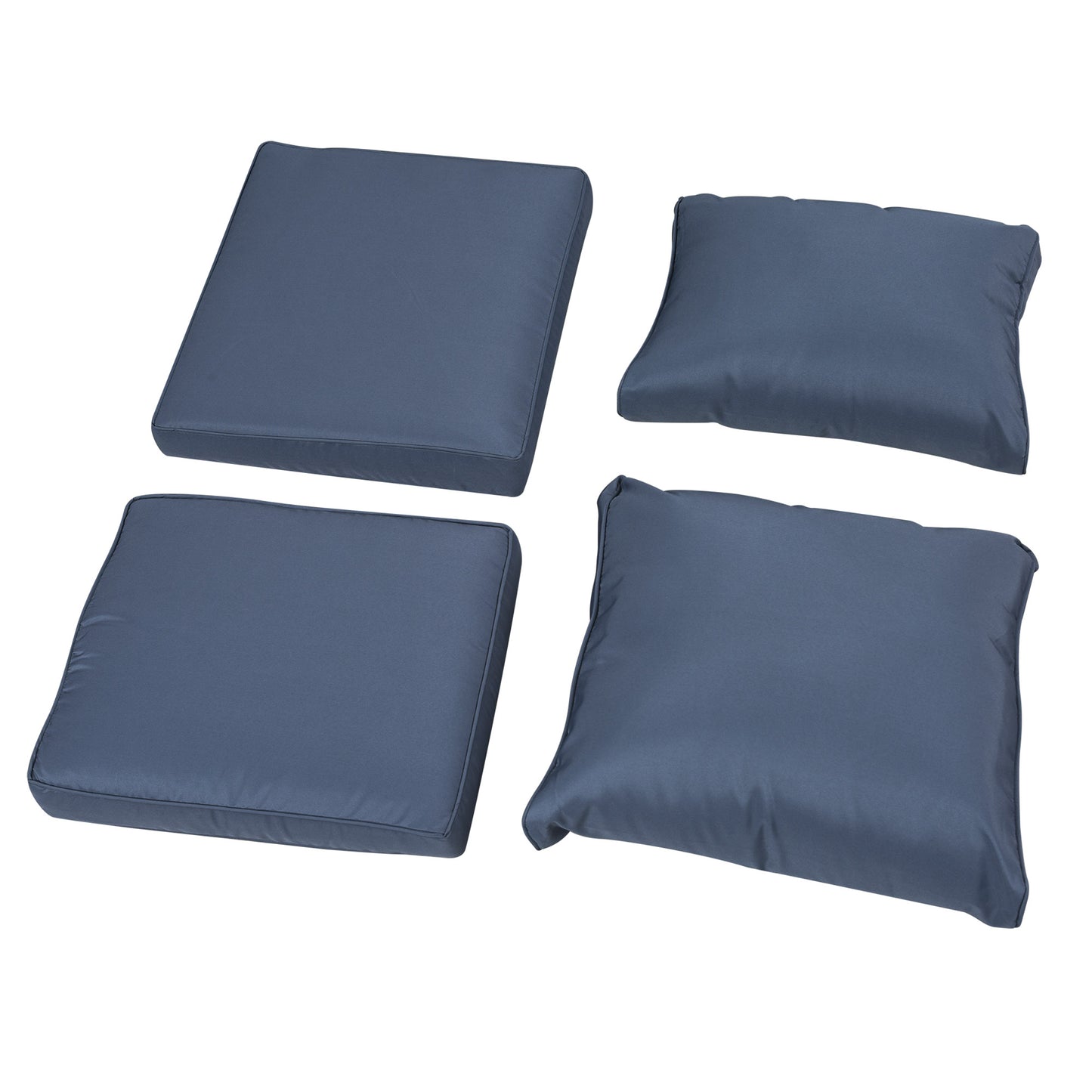 Patio Furniture with Cushions, 6 Pieces PE Wicker Patio Sectional Furniture Conversation Set w/ a Three-Seat Sofa, 2 Recliner Chairs, 2 Footstools & Table, Dark Blue