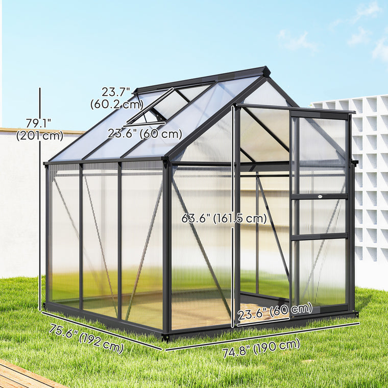 6.2' x 6.3' x 6.6' Grey PC Board Greenhouse with Sliding Door