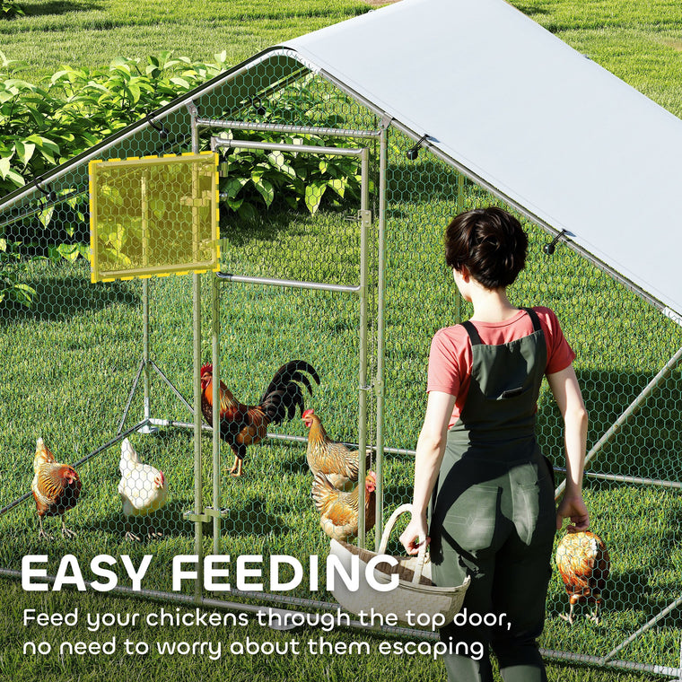 Large Metal Chicken Run with Waterproof Cover for 6-8 Chickens