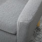 Fabric Accent Chair, Modern Upholstered Armchair with Wood Legs and Wide Padded Seat, Grey