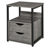 Industrial Nightstand with 2 Drawers and Shelf - Grey