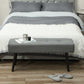 39" Upholstered Ottoman Bench, Corduroy Entryway Bedroom Bench with Padded Seat and Steel Legs for Bedroom, Grey