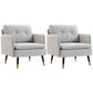Accent Chairs Set of 2, Upholstered Armchairs with Tufted Back Cushion and Steel Legs for Living Room, Bedroom