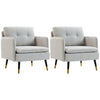 Upholstered Accent Chairs Set of 2 with Tufted Back - Cream White