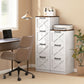 4 Drawer File Cabinet with Silent Slides, Vertical Farmhouse Filing Cabinet Fits Letter/A4 Size Home Office, White