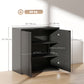 Sideboard Buffet Cabinet, 30.7" Kitchen Cabinet with Soft-Close Door and Adjustable Shelves, Distressed Black Grey