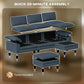 Deep-Seat L-Shape Sectional Sofa with Storage Ottoman - Blue