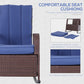 Outdoor Wicker Rocking Chair with Cushion, Patio PE Rattan Recliner Chair with Adjustable Footrest, Armrests, Red