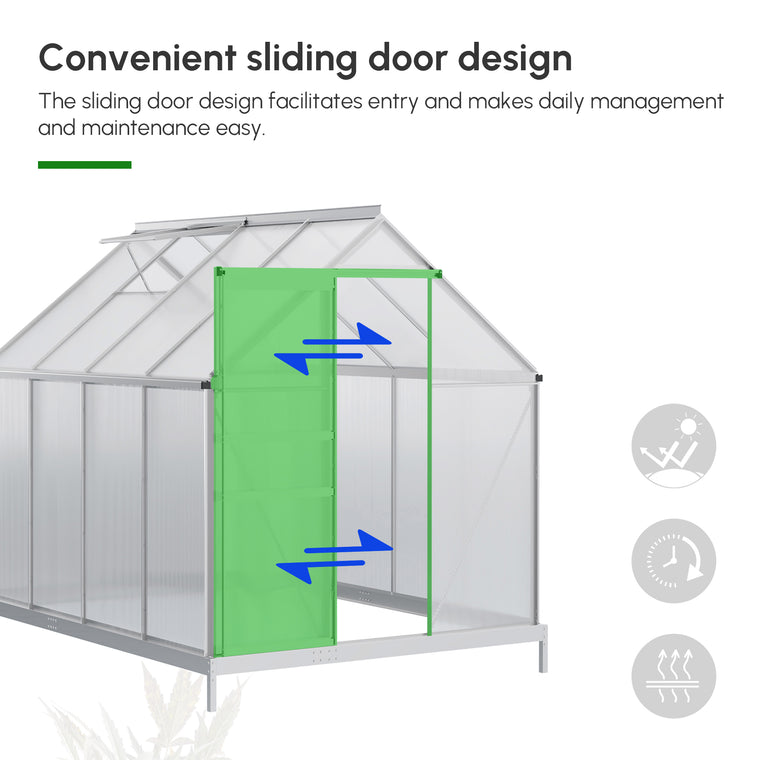 6' x 8' x 6.5' Clear Polycarbonate Greenhouse with Roof Vent
