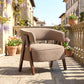 Sherpa Fleece Accent Chair, Upholstered Armchair with Solid Wood Legs and Steel Frame for Living Room, Light Brown