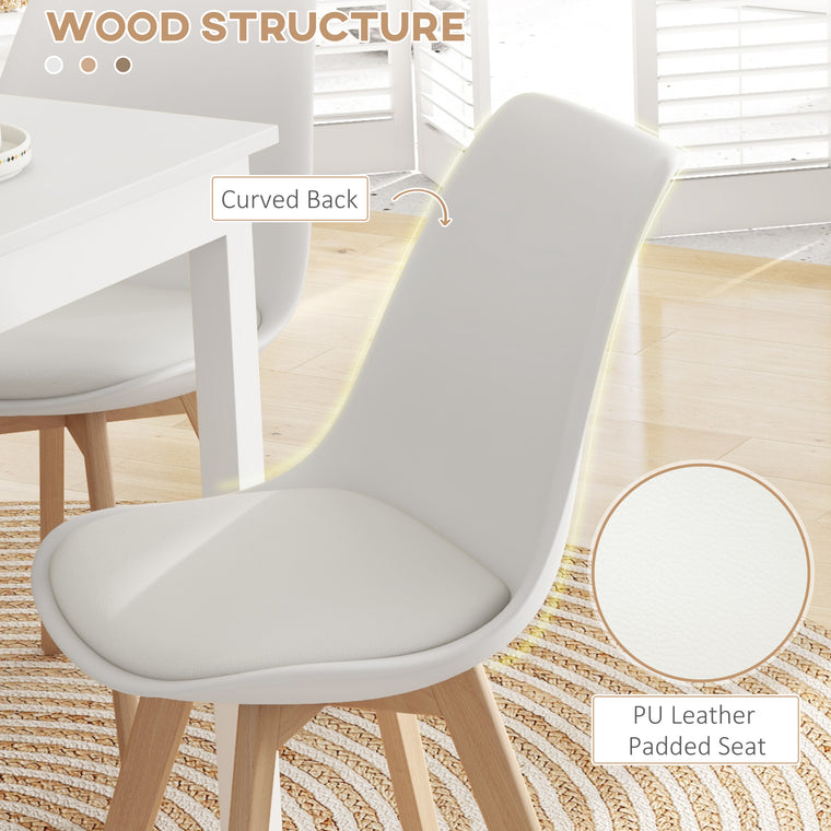 Dining Chairs Set of 4 with PU Leather Cushion