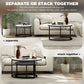 Modern Coffee Table Set of 2, Nesting Side Tables w/ Metal Base for Living Room Bedroom Office Faux Marbled White