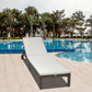 Patio Rattan Sun Lounger with 4-Level Adjustable Backrest and Wheels, Wicker Chaise Lounge Chair with Cushion, for Patio, Deck, Poolside Cream White