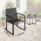3 Pieces Rocking Bistro Set Outdoor Patio Furniture Set with Cushions, Glass Coffee Table for Balcony, Grey