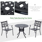 33-Inch Roud Patio Dining Table with Umbrella Hole, Cast Aluminum Garden Table, All Weather Patio Bisto Table, for Lawn, Garden, Outside, Black