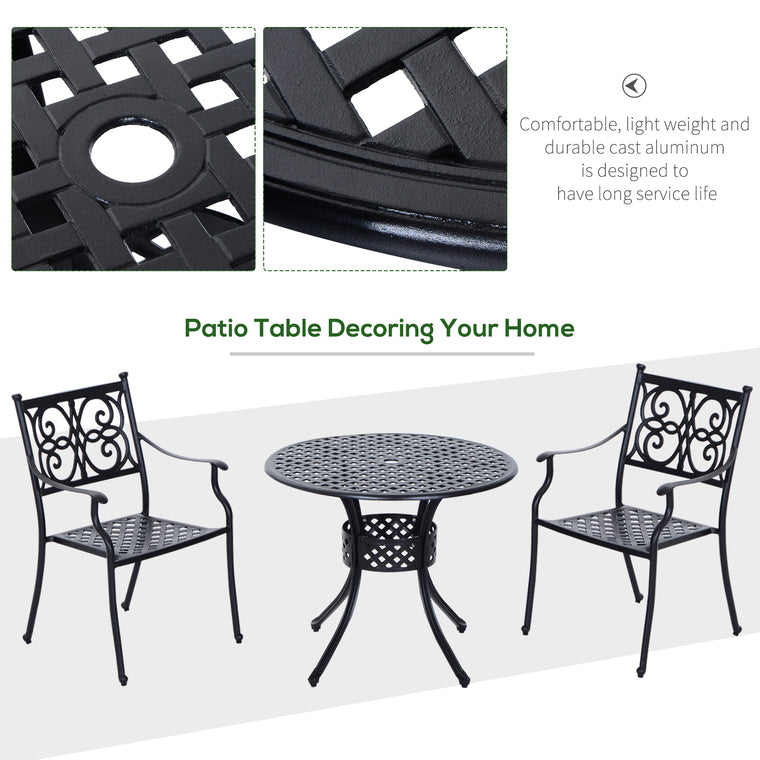 Black 33" Round Cast Aluminum Dining Table