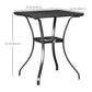 Patio Wicker Dining Table with Umbrella Hole, 34 Inch Outdoor PE Rattan Coffee Table with Plastic Board Under the Woven Table Top for Patio, Garden, Balcony, Mixed Brown