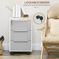3 Drawer File Cabinet with Wheels, Vertical Filing Cabinet with Lock, Grey