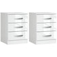 Modern Nightstand Set of 2, Bedside Tables with 3 High Gloss Drawers for Bedroom, White
