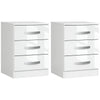 High Gloss Nightstands Set of 2 with 3 Drawers - White