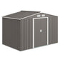 9x6 Galvanized Steel Ventilated Garden Storage Shed with Double Doors, Foundation Kit, Grey