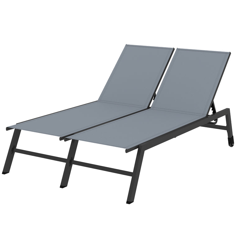 2-Person Chaise Lounge with 5-Position Back and Wheels