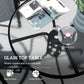 Five-Piece Steel Patio Set, with Glass-Top Table - Black