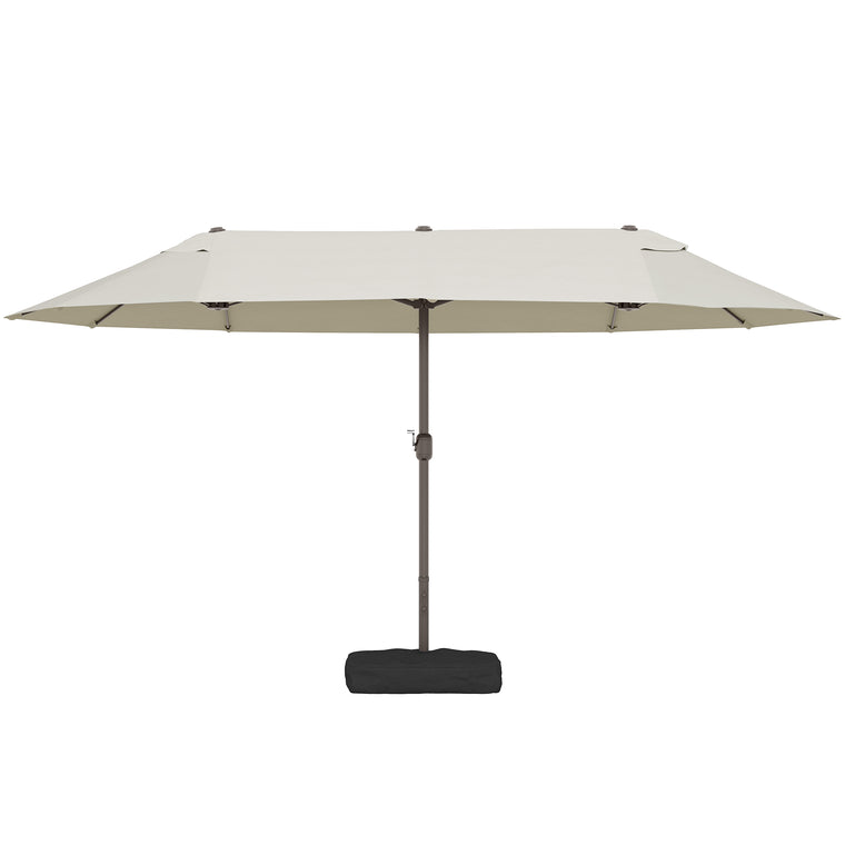15' Cream Twin Canopy Steel Table Umbrella