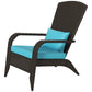 Patio Wicker Adirondack Chair, Outdoor Rattan Muskoka Chair with Cushions for Patio, Garden, Backyard Dark Blue