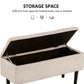 Modern Storage Bench, Ottoman with Storage and Lamb's Wool Upholstery for Living Room, Bedroom, Cream White