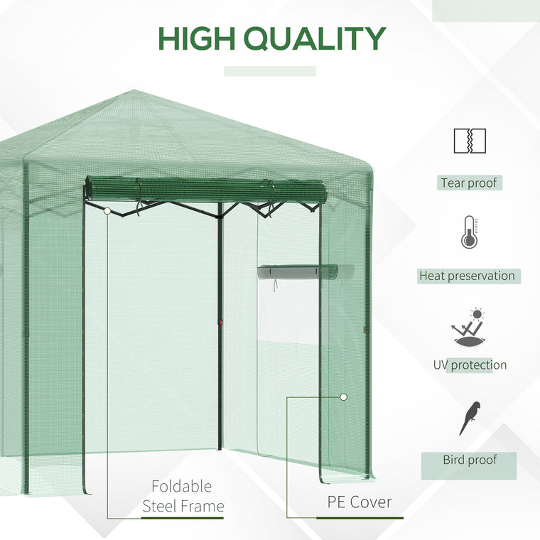 8' x 6' Green Pop Up Greenhouse with Roll-Up Door