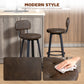 Bar Stools Set of 2, Upholstered Breakfast Bar Chairs with Footrest and Backrest for Kitchen Counter, Brown