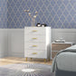 4 Drawer Cabinet, Drawer Chest for Bedroom, Chest of Drawers with Aluminium Legs and Gold Handles, White
