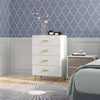 4 Drawer Cabinet, Drawer Chest for Bedroom, Chest of Drawers with Aluminium Legs and Gold Handles, White