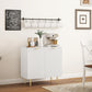 Modern Kitchen Storage Cabinet, Sideboard Buffet Cabinet with Adjustable Shelves and Metal Legs for Kitchen, White